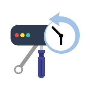 What is a SQL Server Health Check - Icon shows a database, tools, and a clock to show disaster recovery.