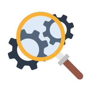 What is a SQL Server Health Check - Icon shows two gears with a magnifying glass, showing workload and analysis
