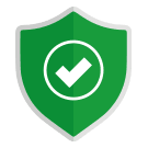 5 Advantages of Working with a Software Development Company - Icon showing a check inside a shield for Reliability