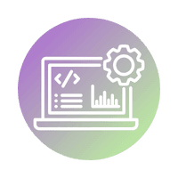 Icon representing API integration and development, featuring interconnected nodes.