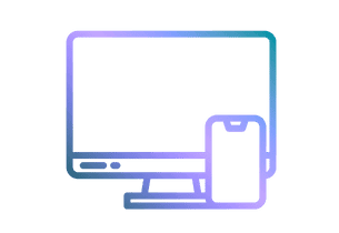 Image shows a desktop and mobile, representing business model transformation