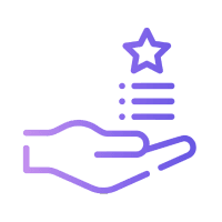 Icon showing hand holding a list showing key features of a custom application