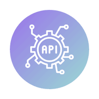 Gear with circuit lines and 'API' in the center, representing API integrations in a software system