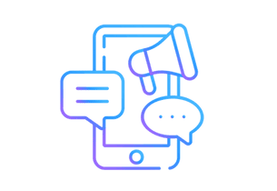 Image showing a mobile with chat bubbles and speaker phone, representing organisational transformation