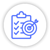 Icon showing a checklist with a target