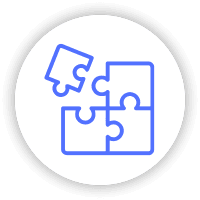 Icon showing a jigsaw being pieced together