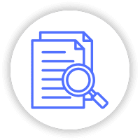 Icon showing documents with magnifying glass