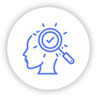 Icon showing a person with a magnifying glass