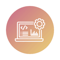Icon showing a software engineer's laptop who is supporting proprietary software systems