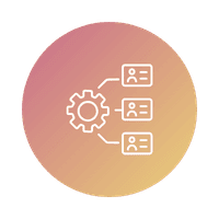 Gear and contacts icon representing CRM and accounting system integrations through custom APIs