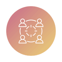People and target icon representing teams connecting systems through API integrations