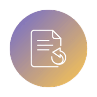 Icon shows a document and backwards arrow, representing change requests for for effective project management in custom software development