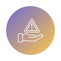 Icon shows a hand holding an error sign, representing getting ahead of risks for for effective project management in custom software development