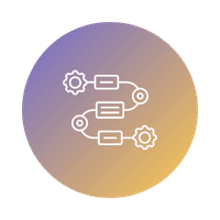 Icon shows a workflow, representing a roadmap for for effective project management in custom software development