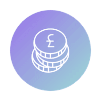 Icon showing coins with a £ sign, representing the cost of manual processes