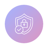 Icon shows padlock, shield, and checkmark, representing data security when choosing between cloud vs. on-premises hosting.