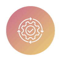 Icon shows a gear, circular arrow, and checkmark, representing ERP systems not being designed for processes in production management