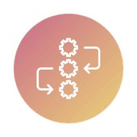 Icon shows three gears with arrows going down, representing rigid scheduling as a challenge with ERP systems in production management